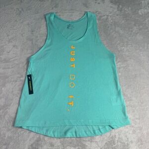 NWT Nike Womens‎ Dri-FIT Just Do It Tank Top S Teal Orange Swoosh Viscose
